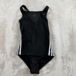 Adidas Girls Fit Suit 3S Y Black White One Piece Swimsuit DQ3319 Size S